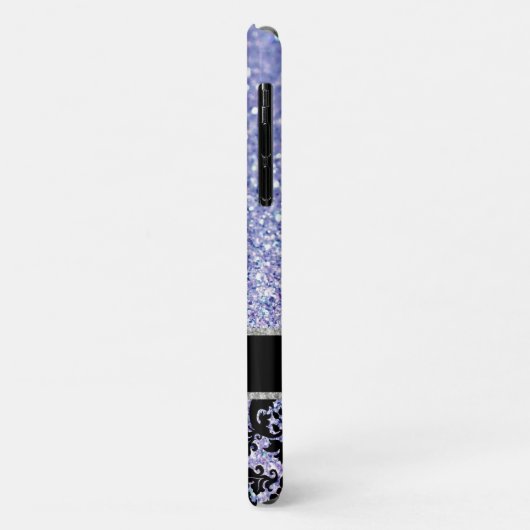 Blauer Glitzer Blauer Damast Blauer Silber Monogra Case-Mate iPhone Hülle (Hinten/Links)