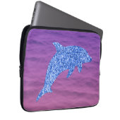 Blauer Glitzer Dolphin in rosa und Lila Meer Laptopschutzhülle (Vorne Rechts)