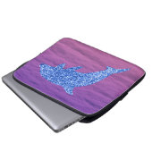 Blauer Glitzer Dolphin in rosa und Lila Meer Laptopschutzhülle (Vorne Knopf)
