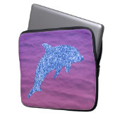 Blauer Glitzer Dolphin in rosa und Lila Meer Laptopschutzhülle (Vorderseite Links)
