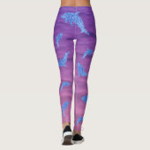 Blauer Glitzer Dolphin in rosa und Lila Meer Leggings (Rückseite)