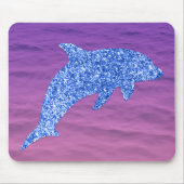 Blauer Glitzer Dolphin in rosa und Lila Meer Mousepad (Vorne)