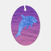 Blauer Glitzer Dolphin in rosa und Lila Meer Ornament Aus Metall (Vorderseite links)