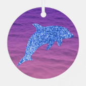 Blauer Glitzer Dolphin in rosa und Lila Meer Ornament Aus Metall (Rückseite)