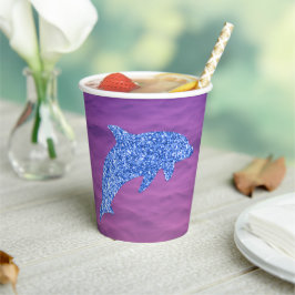 Blauer Glitzer Dolphin in rosa und Lila Meer Pappbecher