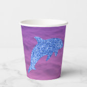 Blauer Glitzer Dolphin in rosa und Lila Meer Pappbecher (Rückseite)