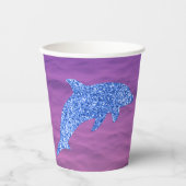 Blauer Glitzer Dolphin in rosa und Lila Meer Pappbecher (Vorderseite)