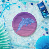 Blauer Glitzer Dolphin in rosa und Lila Meer Pappteller (Party)