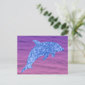 Blauer Glitzer Dolphin in rosa und Lila Meer Postkarte (Stehend Vorderseite)