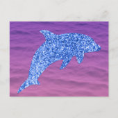 Blauer Glitzer Dolphin in rosa und Lila Meer Postkarte (Vorderseite)