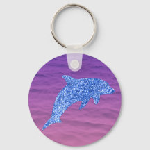 Blauer Glitzer Dolphin in rosa und Lila Meer