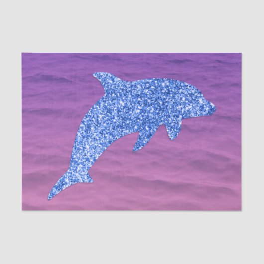 Blauer Glitzer Dolphin in rosa und Lila Meer Seidenpapier (Vorderseite)