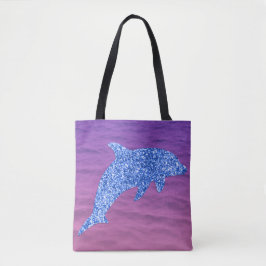 Blauer Glitzer Dolphin in rosa und Lila Meer Tasche
