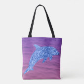 Blauer Glitzer Dolphin in rosa und Lila Meer Tasche (Rückseite)