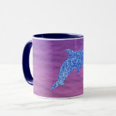 Blauer Glitzer Dolphin in rosa und Lila Meer Tasse (Vorderseite Links)