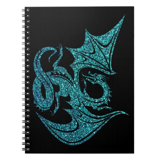 Blauer Glitzer-Drache Notizblock (Vorderseite)
