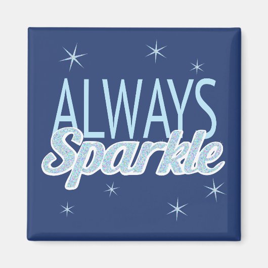 Blauer Glitzer-Effekt-Text mit magerem Zitat Magnet (Vorne)