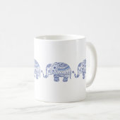 Blauer Glitzer Elephant Design Kaffeetasse (VorderseiteRechts)