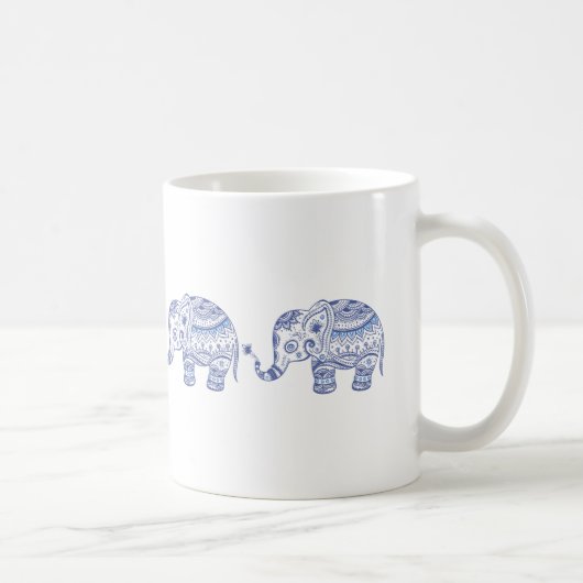 Blauer Glitzer Elephant Design Kaffeetasse (Rechts)