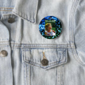 Blauer Glitzer Foto Kindergeburtstag Moderner Rost Button (Beispiel)