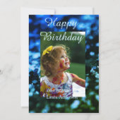 Blauer Glitzer Foto Kindergeburtstag Moderner Rost Einladung (Rückseite)