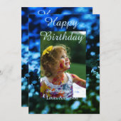 Blauer Glitzer Foto Kindergeburtstag Moderner Rost Einladung (Vorne/Hinten)