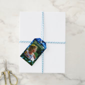 Blauer Glitzer Foto Kindergeburtstag Moderner Rost Geschenkanhänger (Mit Garn)