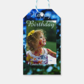 Blauer Glitzer Foto Kindergeburtstag Moderner Rost Geschenkanhänger (Rückseite)