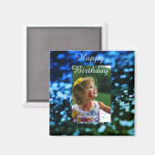 Blauer Glitzer Foto Kindergeburtstag Moderner Rost Magnet (Vorderseite/Rückseite)