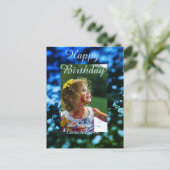 Blauer Glitzer Foto Kindergeburtstag Moderner Rost Postkarte (Stehend Vorderseite)