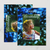 Blauer Glitzer Foto Kindergeburtstag Moderner Rost Postkarte (Vorne/Hinten)