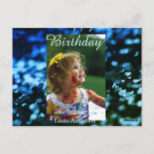 Blauer Glitzer Foto Kindergeburtstag Moderner Rost Postkarte (Rückseite)