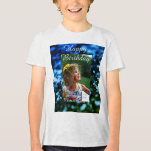 Blauer Glitzer Foto Kindergeburtstag Moderner Rost Tri-Blend Shirt