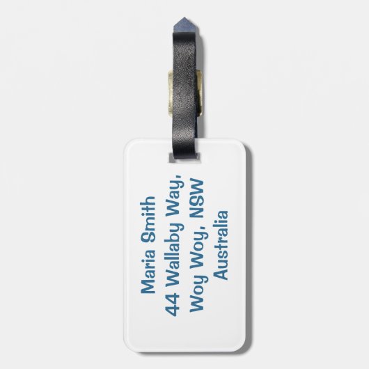 Blauer Glitzer Gepäckanhänger (Rückseite vertikal)