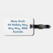 Blauer Glitzer Gepäckanhänger (Rückseite horizontal)