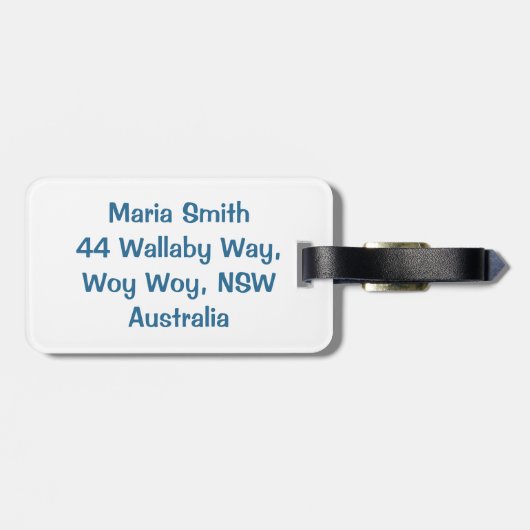 Blauer Glitzer Gepäckanhänger (Rückseite horizontal)