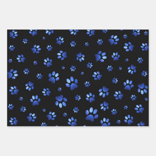 Blauer Glitzer Geschenkpapier Set (Vorderseite)