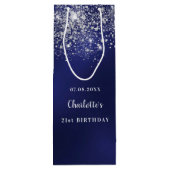 Blauer Glitzer Geschenktüte Für Weinflaschen (Rückseite)