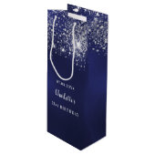 Blauer Glitzer Geschenktüte Für Weinflaschen (Vorderseite Schrägansicht)