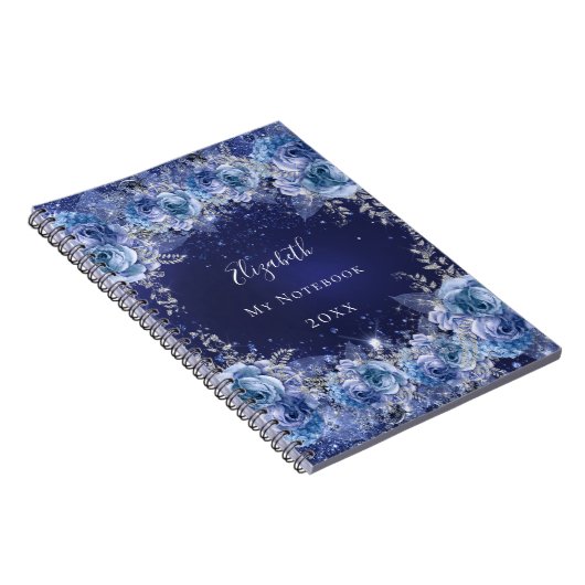 Blauer Glitzer glamourös Notizblock (Rechte Seite)