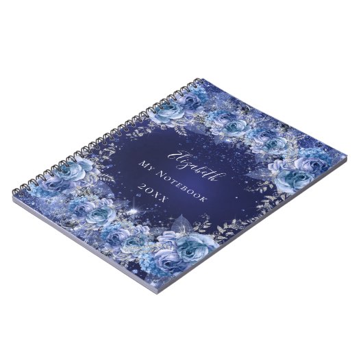 Blauer Glitzer glamourös Notizblock (Linke Seite)