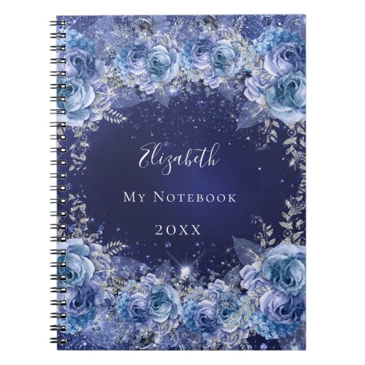 Blauer Glitzer glamourös Notizblock (Vorderseite)