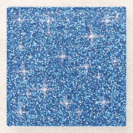 Blauer Glitzer Glasuntersetzer (Vorderseite)