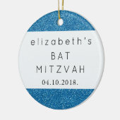 Blauer Glitzer, Glitzer Hintergrund, Bat Mitzvah Keramik Ornament (Links)