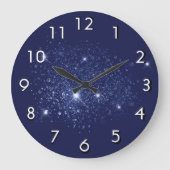 Blauer Glitzer Große Wanduhr (Vorderseite)