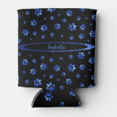 Blauer Glitzer Hundeschema Monogram Dosenkühler (Vorderseite)