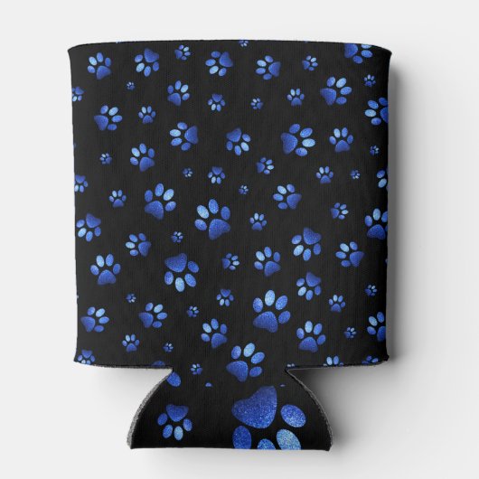Blauer Glitzer Hundeschema Monogram Dosenkühler (Rückseite)