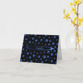 Blauer Glitzer Hundeschema Monogram Karte (Gelbe Blume)