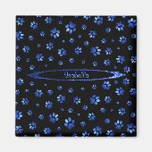 Blauer Glitzer Hundeschema Monogram Magnet (Vorne)