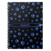 Blauer Glitzer Hundeschema Monogram Notizblock (Vorderseite)